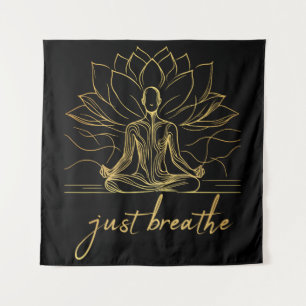 Just Breathe - Golden Zen Meditation Kunst Wandteppich