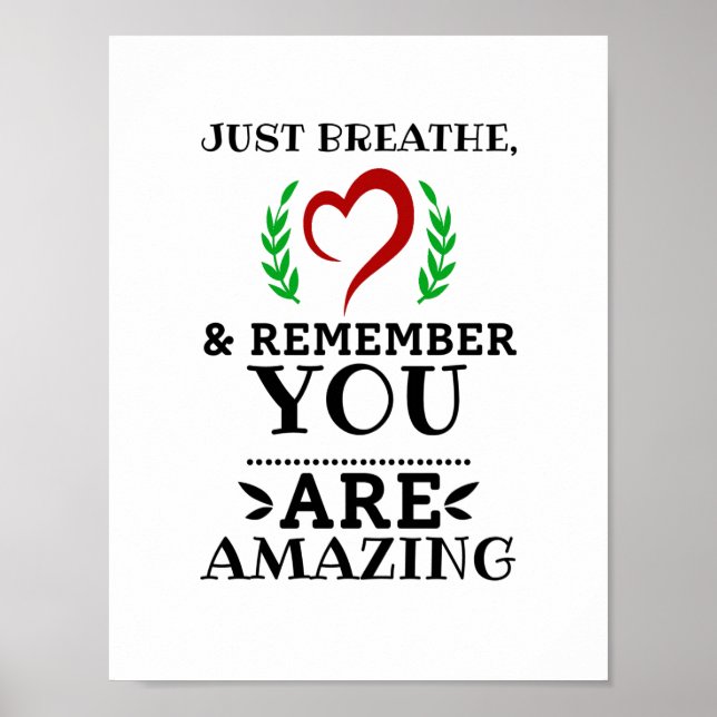 Just Breathe  - Motivational, Inspirational Home Poster (Vorne)