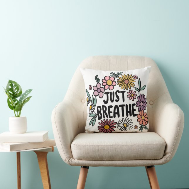 JUST BREATHE Niedliche Daisy Hand Gezeichnet Kissen (Stuhl )