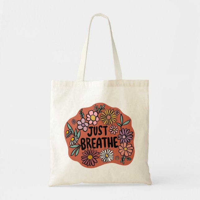 JUST BREATHE Niedliche Daisy Hand Gezeichnet Tragetasche (Vorne)