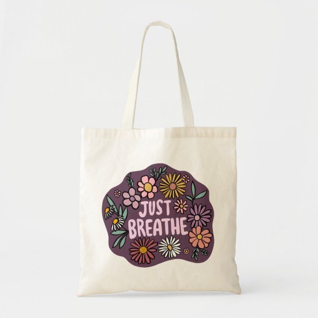JUST BREATHE Niedliche Daisy Hand Gezeichnet Tragetasche (Vorne)