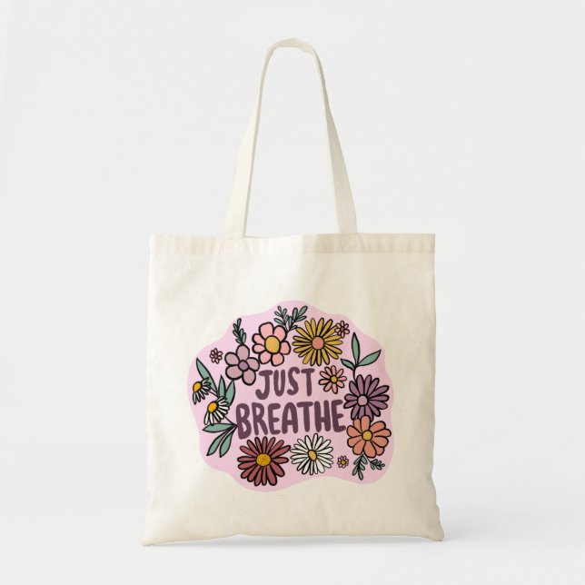 JUST BREATHE Niedliche Daisy Hand Gezeichnet Tragetasche (Vorne)