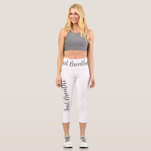 Just Breathe-Yoga-Meditation-Funny Capri Leggings (Vorderseite)