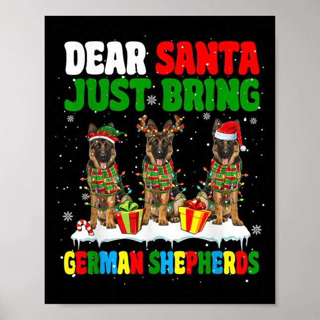 Just Bring German Shepherds Xmas Three Santa Reind Poster (Vorne)
