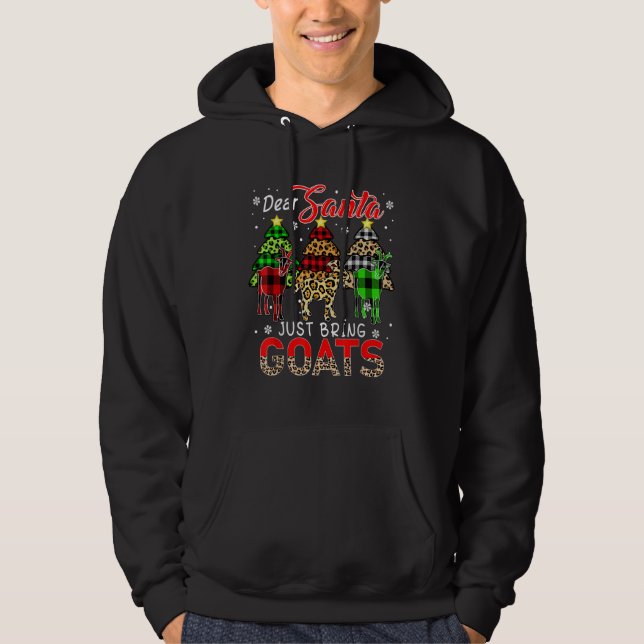 Just Bring Goats Three Leopard Plaid Goats Farmer Hoodie (Vorderseite)