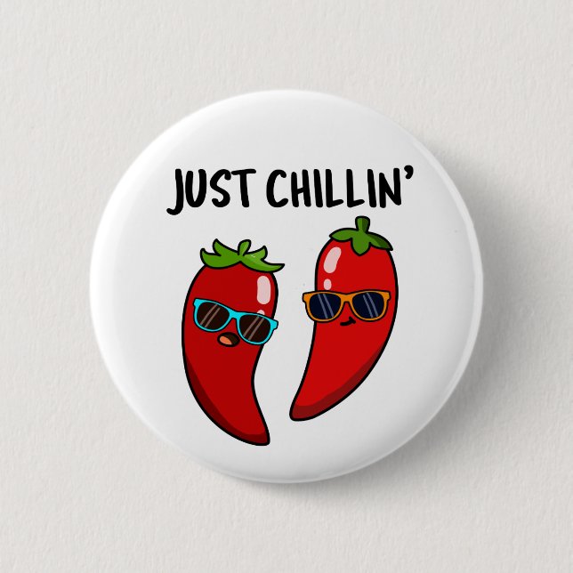 Just Chillin Funny Chili Paprikaschoten Puff Button (Vorderseite)