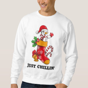 Just Chillin Personalisiert Weihnachten Snowman Sweatshirt