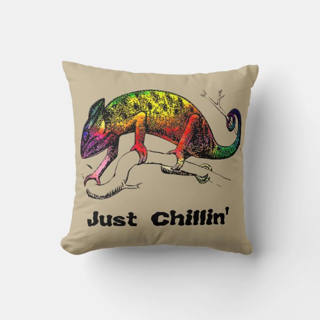 Just Chillin' - Rainbow Chameleon Lizard Kissen (Vorderseite)