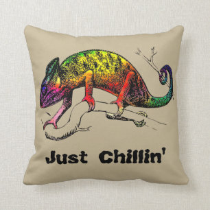 Just Chillin' - Rainbow Chameleon Lizard Kissen