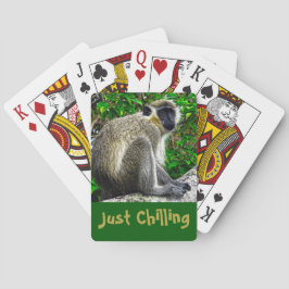 "Just Chilling" Green Monkey Print Playing Cards Spielkarten
