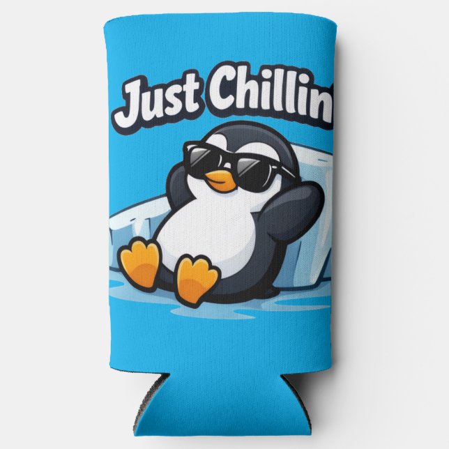 JUST CHILLING PINGUIN Throw Pillow Selters Dosenkühler (Vorderseite)