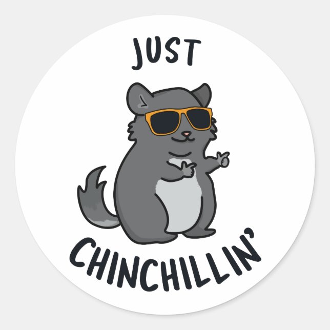 Just Chin-Chillin Funny Chinchilla Pun Runder Aufkleber (Vorderseite)