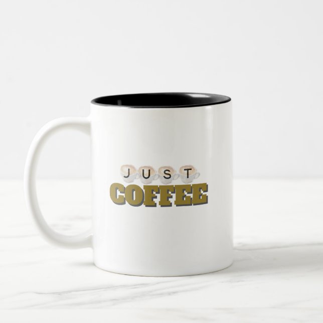 Just Coffee Minimalistisch Typografie Zweifarbige Tasse (Links)