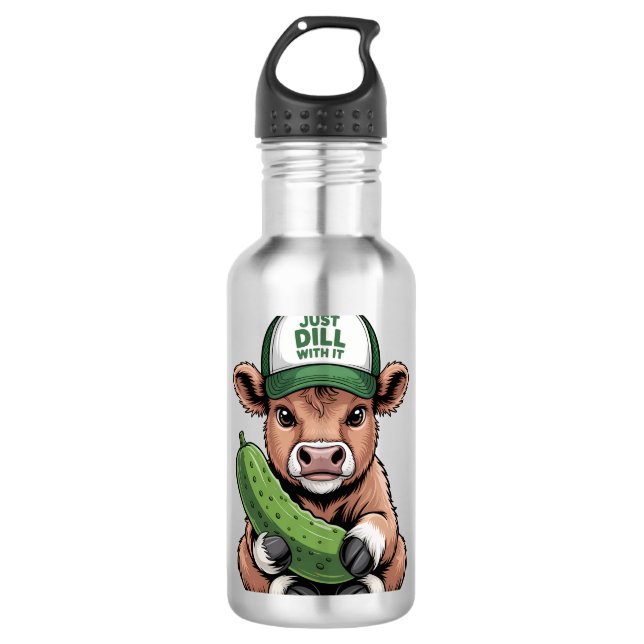Just Dill mit It Cow , Funny Pickle Edelstahlflasche (Vorderseite)