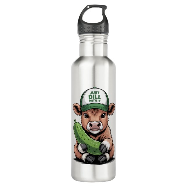 Just Dill with It Cow PNG, Funny Pickle Edelstahlflasche (Vorderseite)