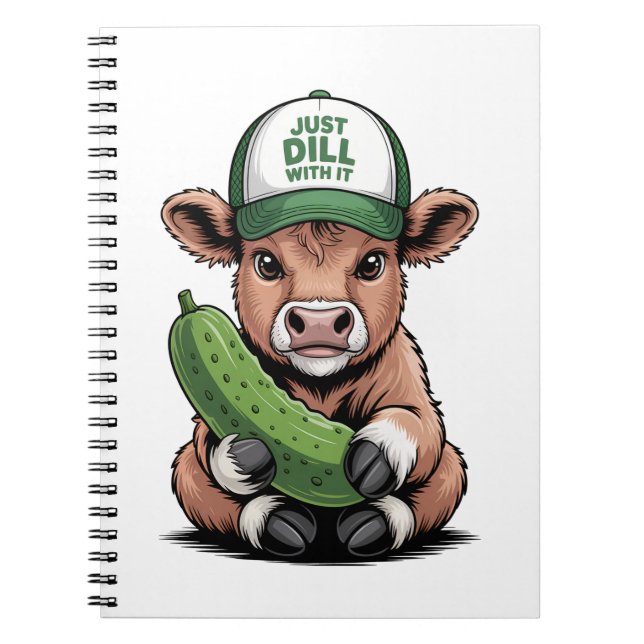 Just Dill with It Cow PNG, Funny Pickle Notizblock (Vorderseite)