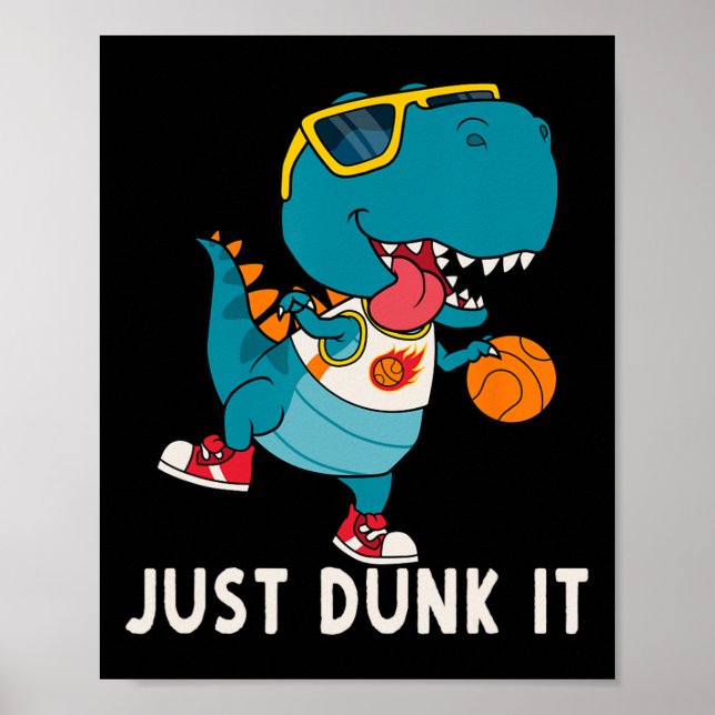 Just Dunk It Fun Dinosaur Basketball League Slam D Poster (Vorne)