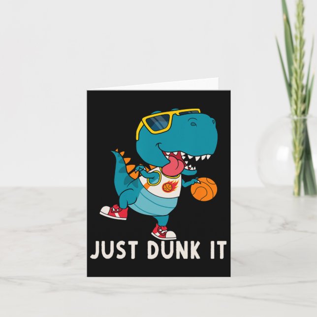 Just Dunk It Fun Dinosaur Bysketbyll League Slam D Karte (Vorderseite)