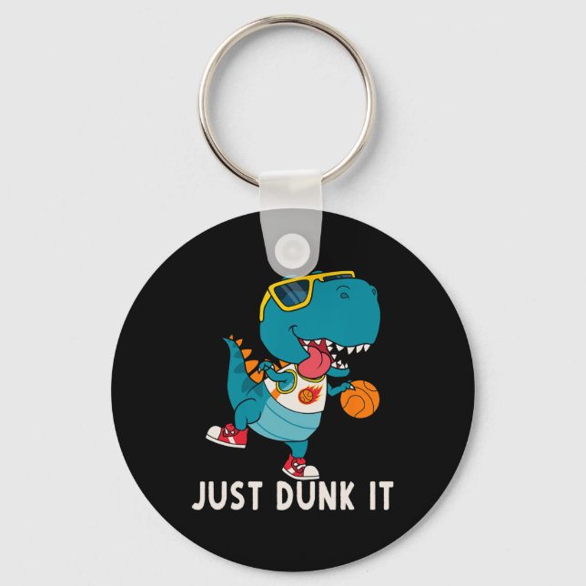 Just Dunk It Fun Dinosaur Bysketbyll League Slam D Schlüsselanhänger (Vorderseite)