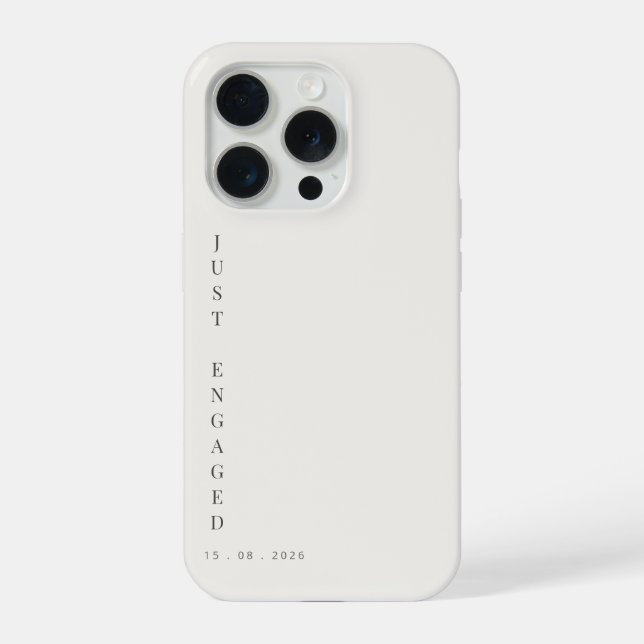 Just Engaged Minimalist Typography Warm White iPhone 15 Pro Hülle (Rückseite)
