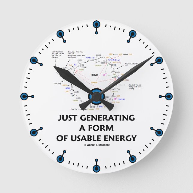 Just Generating A Form Of Usable Energy (Krebs) Runde Wanduhr (Vorderseite)