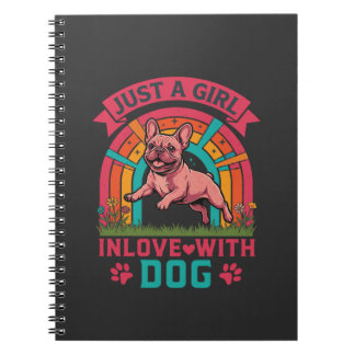 Just Girl Inlove Dog French Bulldog Rainbow Paws Notizblock