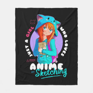 Just Girl Loves Anime Sketching Ramen Manga Otaku Fleecedecke