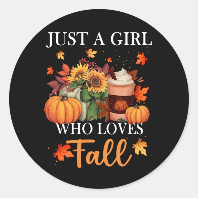 Just Girl Who Lieben Fall Saison Pumpkin Gewürzlea Runder Aufkleber (Vorderseite)