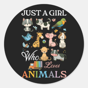 Just Girl Who Lieben Tiere Hunde Katze Pferdekinde Runder Aufkleber