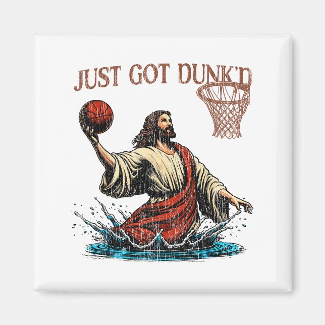 Just Got Dunked Funny Baptism Jesus Christian Bask Magnet (Vorne)
