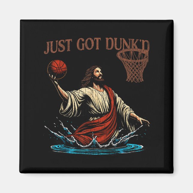 Just Got Dunked Funny Baptism Jesus Christian Bask Magnet (Vorne)