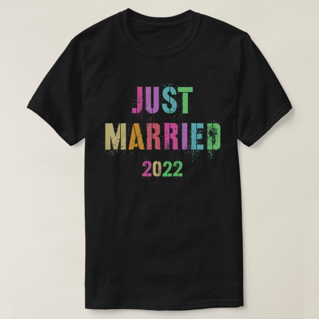 JUST Got VERHEIRATETEN 2022 Flitterwochen Brautpar T-Shirt (Design vorne)