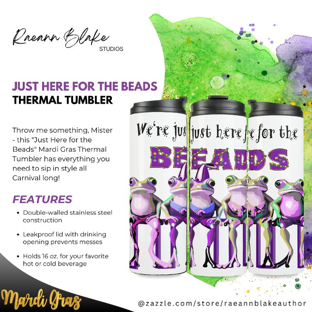 "Just Here for the Beads" Mardi Gras  Thermosbecher (Von Creator hochgeladen)