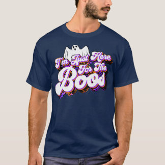 Just Here For The Boos Funny Ghost Leopard Hallowe T-Shirt