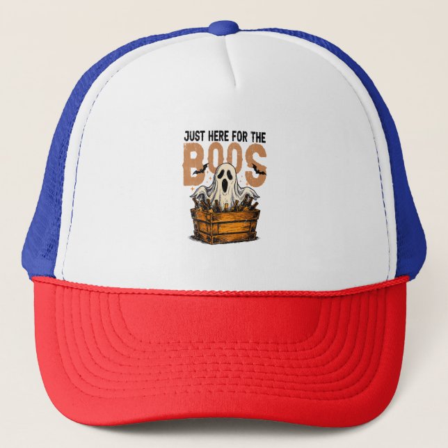 Just Here for the Boos Halloween Truckerkappe (Vorderseite)