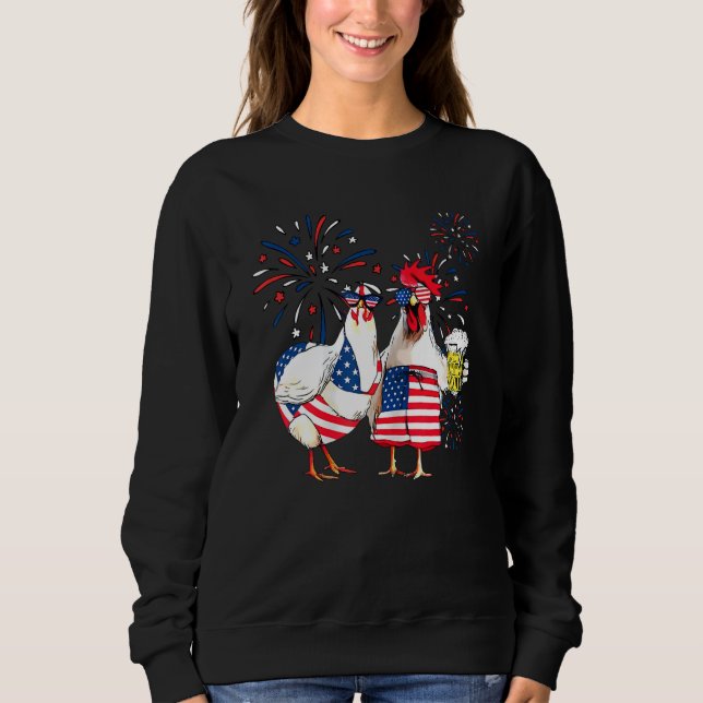 Just Here To Bang Usa Flag Chicken Beer Firework 4 Sweatshirt (Vorderseite)