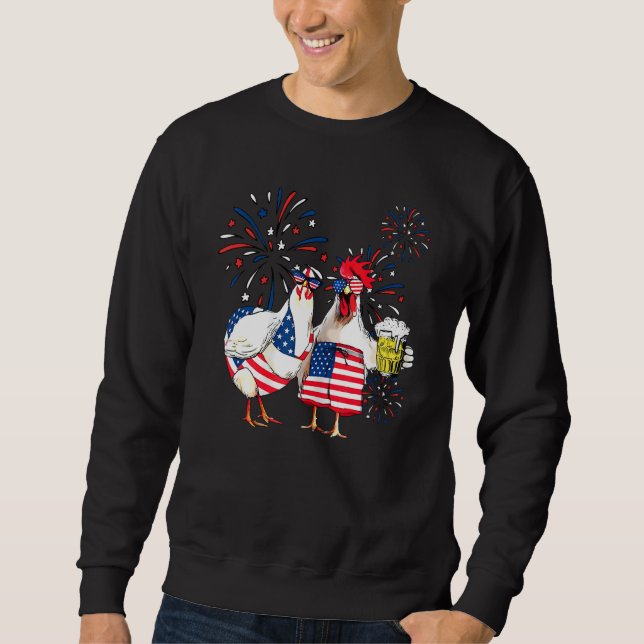 Just Here To Bang Usa Flag Chicken Beer Firework 4 Sweatshirt (Vorderseite)