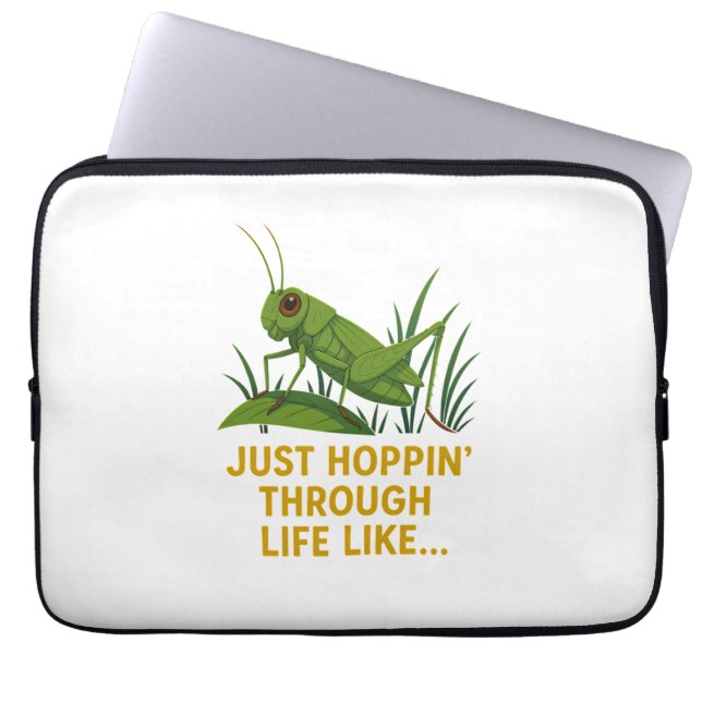 "Just Hoppin’ Funny Grasshopper Art" Laptopschutzhülle (Vorderseite)