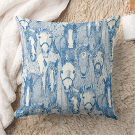 just horses cobalt blue half pearl kissen