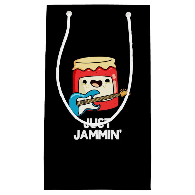 Just Jammin Funny Rocker Jam Pun Dark BG Kleine Geschenktüte (Vorderseite)