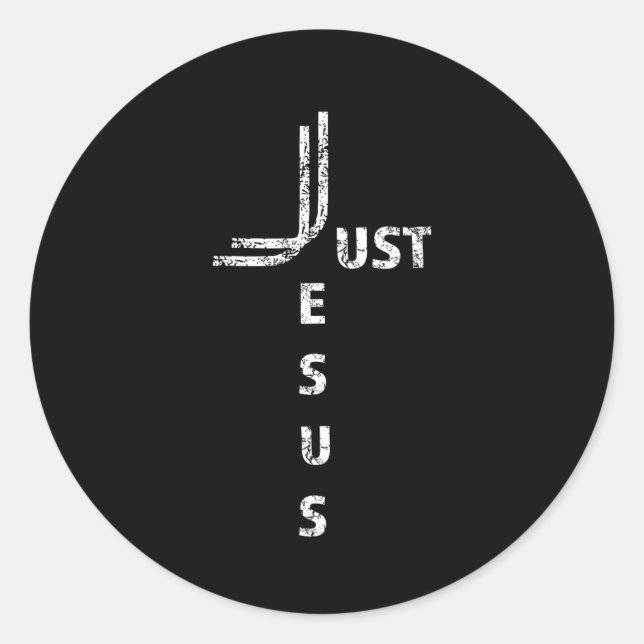 Just Jesus Minimal Cross Back Design For Christian Runder Aufkleber (Vorderseite)