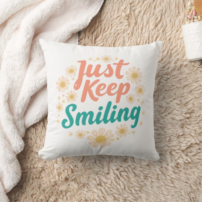 "Just Keep Smiling" with Cheerful Daisies Kissen (Decke)