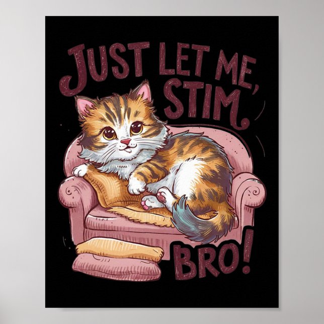Just Lass Me Stim Bro Niedlich Cat Funny Autism Aw Poster (Vorne)
