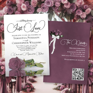 Just Liebe Chic Dusty Mauve Rose QR Code Hochzeit Einladung