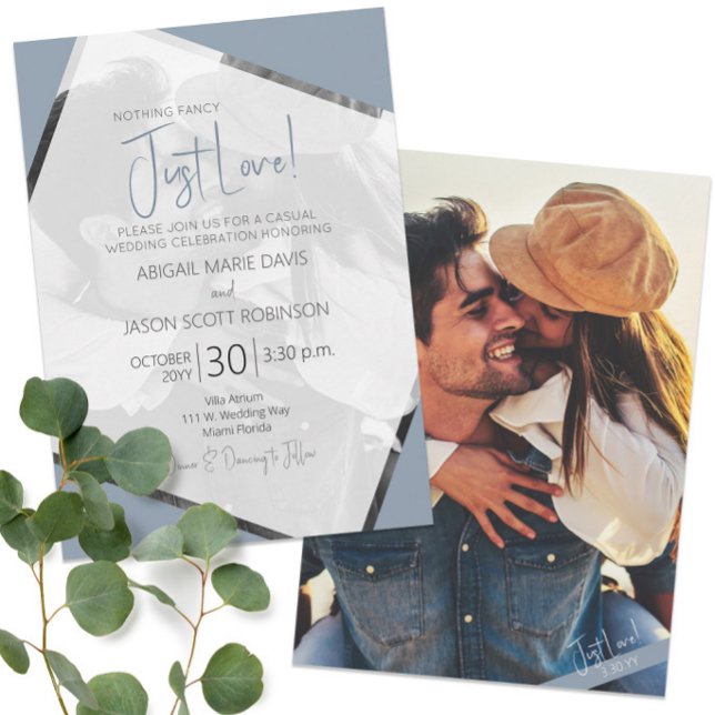 💍 Just Liebe Lässig Dusty Blue Wedding Einladung (💍 Just Love Casual Dusty Blue Wedding Invitation
)