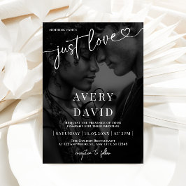 Just Liebe Minimalistisch Hochzeit Black Foto Einladung