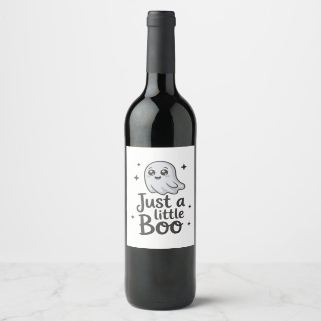 Just Little Boo Funny Design Weinetikett (Vorderseite)