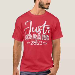 Just Married 2023 Wedding Flitterwochen Groom Brid T-Shirt