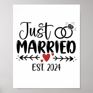 Just Married 2024 Couple New Bride and Groom Poster