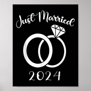 Just Married 2024 Wedding Rings Matching Couple Ne Poster